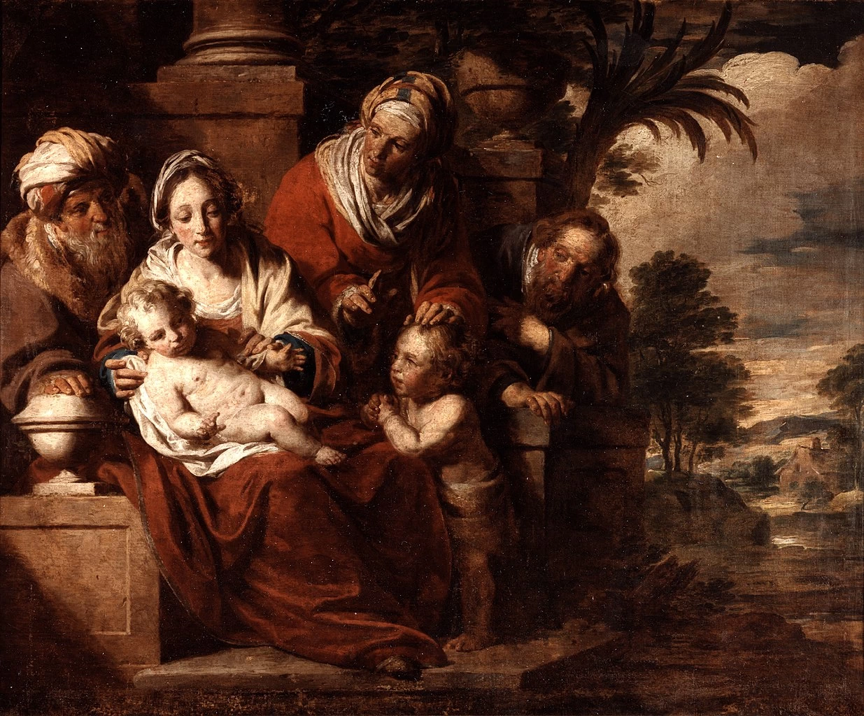 Pieter Jozef Verhaghen - Sacra Famiglia con San Giovannino, Sant'Elisabetta e San Zaccaria, Sint, Waldetrudiskerk, Herentals, attribuito